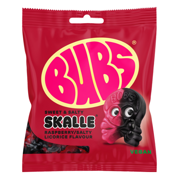 BUBS Raspberry Salty Licorice Mini Skulls