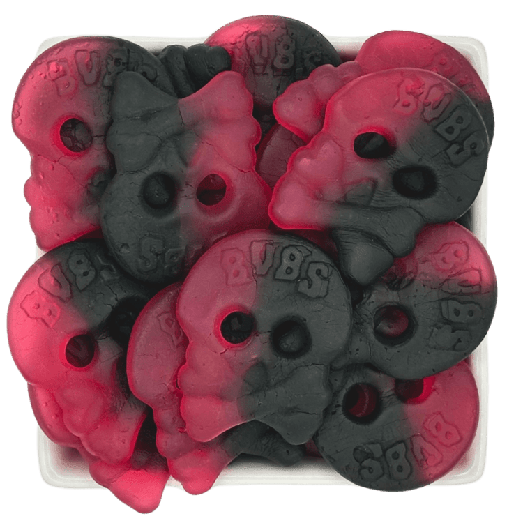 BUBS Raspberry Salty Licorice Skulls